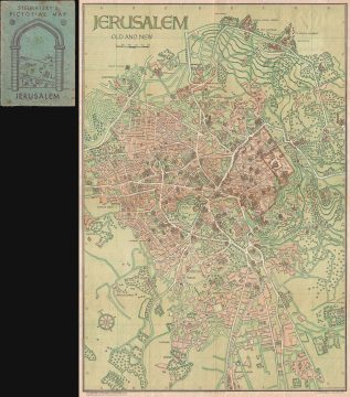 1942 Steimatzky Pictorial Map of Jerusalem