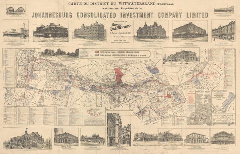 1902 French Investment Map of Johannesburg, South Africa