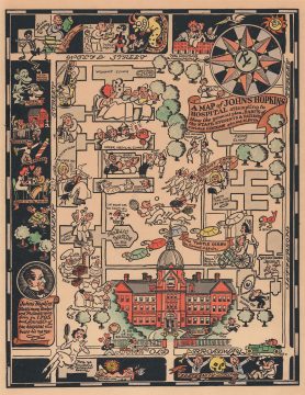 1935 Yardley Satirical Pictorial Map of Johns Hopkins, Baltimore, Maryland
