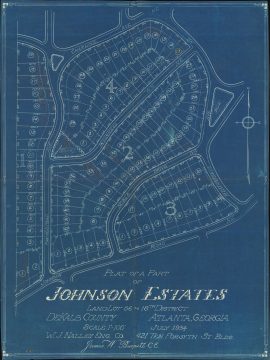 1934 Burpitt Plat Map of Part of Johnson Estates, Atlanta, Georgia