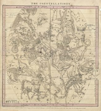 1856 Burritt / Huntington Map of the Constellations or Stars in July, August & September