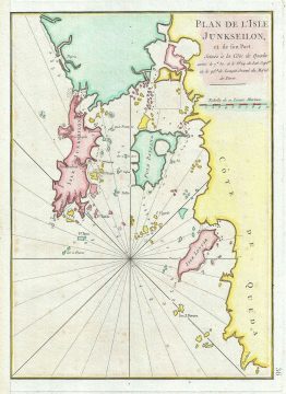 1775 Mannevillette Map of the Island and Port of Junkseilon or Phuket, Thailand