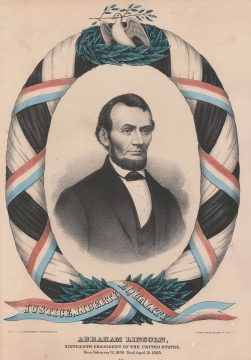 1866 Kellogg Chromolithograph Memorial Portrait of Abraham Lincoln