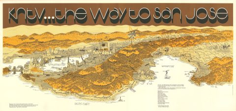 1974 Lamm Pictorial Bird's Eye View Map of the San Francisco Bay Area