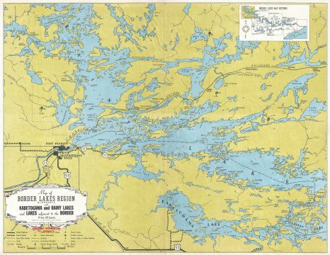 1939 Fisher Map of the Border Lakes (Rainy Lake, Kabetogama Lake) Minnesota