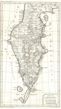1757 Bellin Map of the Kamchatka Peninsula and the northern Kuril Islands