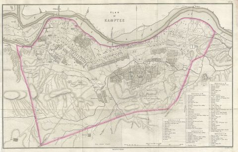 1854 Pharoah Map or Plan of Kamptee, Maharashtra, India