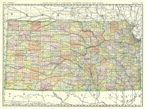 1888 Rand McNally Map of Kansas