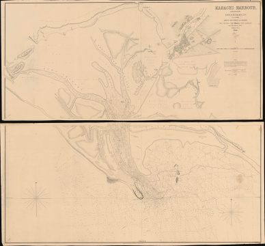 1854 Grieve / Indian Navy Nautical Chart of Karachi, Pakistan