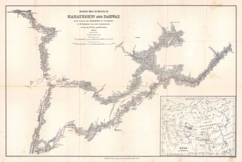 1886 Kossiakof Map of Turkestan, Central Asia