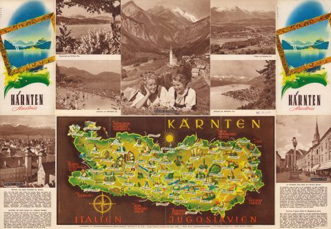 1953 Ebner Pictorial Tourist Map of Karnten (Carinthia), Austria