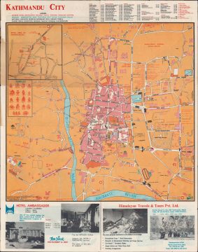 1970 Map of Kathmandu, Nepal
