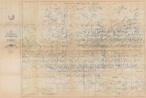 1988 Mandala Maps White Print Trekking Map from Kathmandu, Nepal, to Lhasa, Tibet