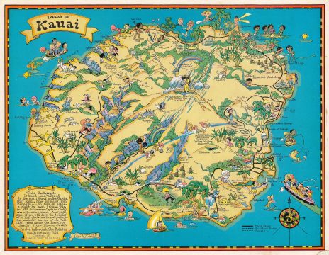 1931 Ruth Taylor White Pictorial Map of Kauai, Hawaii