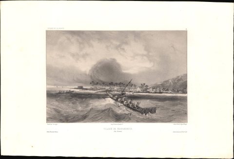 1845 Lauvergne View of the Village of Kealakekua, Hawaii