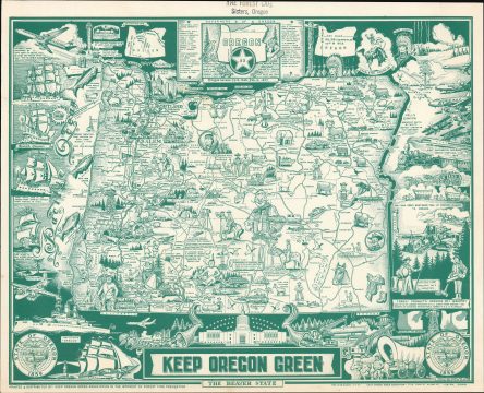 1967 Hayes Pictorial Placemat Map of Oregon
