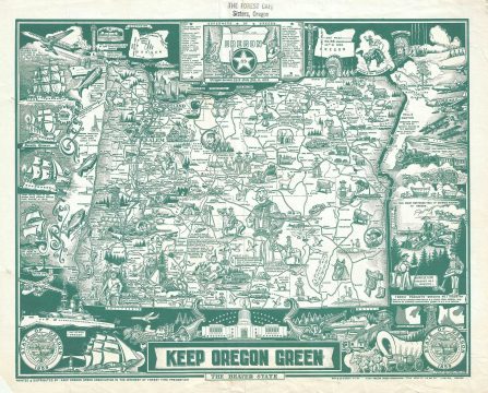 1967 Hayes Pictorial Map of Oregon