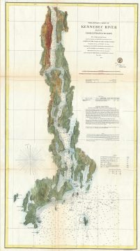 1861 U.S. Coast Survey Map or Chart of the Kennebec River, Maine