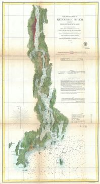 1861 U. S. Coast Survey Chart or Map of the Kennebec River, Maine