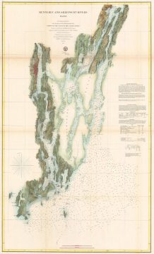 1862 U.S. Coast Survey Map of the Kennebec River and Sheepscot River, Maine