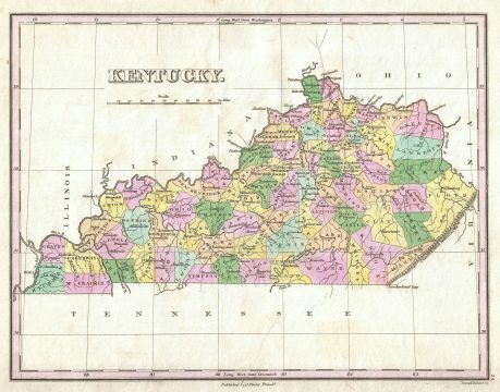 1827 Finley Map of Kentucky
