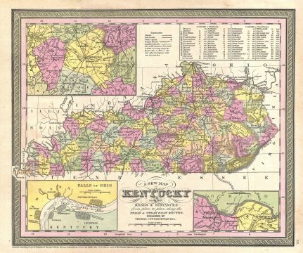 1854 Mitchell Map of Kentucky