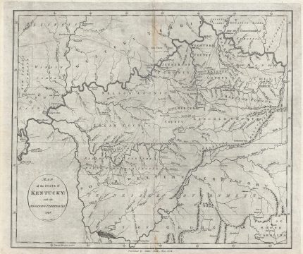 1796 John Reid Map of Kentucky - one of the earliest obtainable maps of Kentucky