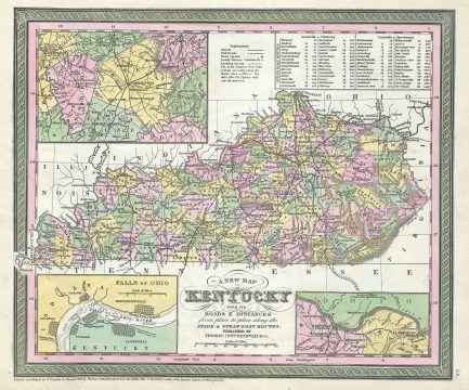 1854 Mitchell Map of Kentucky