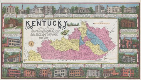 1942 Hardin Map of Kentucky Celebrating the Kentucky Sesquicentennial