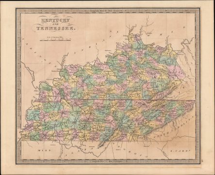 1849 Greenleaf Map of Kentucky and Tennessee