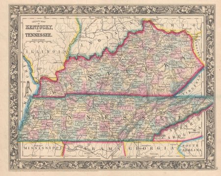 1861 Mitchell Map of Kentucky and Tennessee