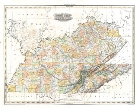 1823 Tanner Map of Kentucky and Tennessee