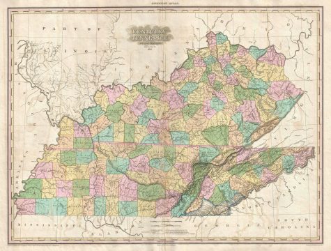 1825 Tanner Map of Kentucky and Tennessee