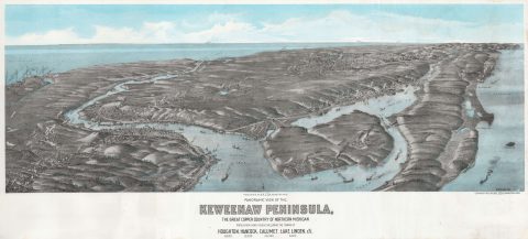 1913 Wellge / Cox Bird's-Eye View of the Keweenaw Peninsula, Upper Peninsula, Michigan