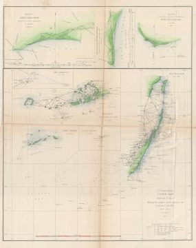 1855 U.S. Coast Survey Map of Miami, Key Biscayne, and Key West, Florida