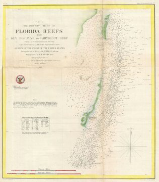 1855 U.S. Coast Survey Map of Key Biscayne, Miami, Florida