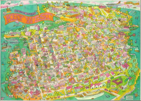 1985 Baeza Pictorial View of Key West, Florida