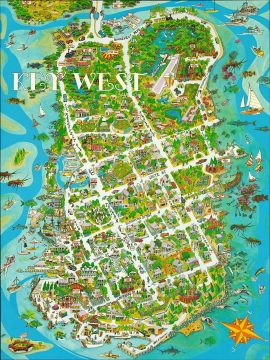 1976 Carawan Pictorial Map of Key West, Florida