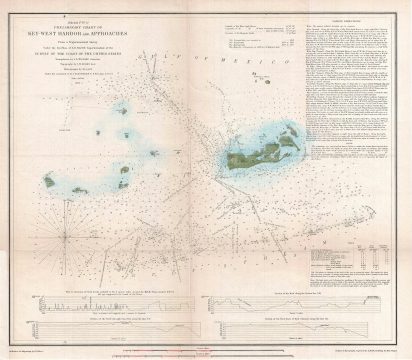 1851 U.S. Coast Survey Chart or Map of Key West and Vicinity, Florida