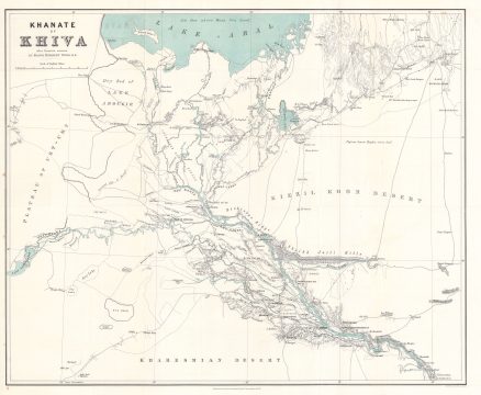 1875 Wood Map of the Khanate of Khiva (Uzbekistan)