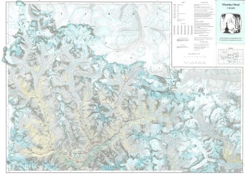 1985 Heuberger Topographical Map of Mount Everest