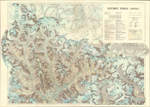 1965 Research Scheme Nepal Himalaya Map of Mount Everest and the Himalayas