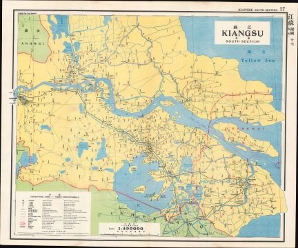 1933 Postal Atlas of China Map of Southern Jiangsu (Kiangsu) Province