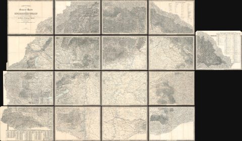 1858 Royal Military Geographical Institute 17-Sheet Wall Map of the Kingdom of Hungary