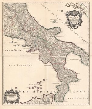 1706 Jaillot Map of the Kingdom of Naples, Italy
