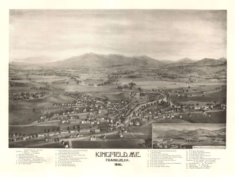 1895 Norris View of Kingfield, Maine and Sugarloaf Mountain