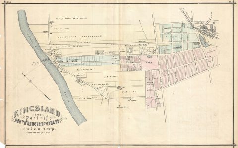 1876 Walker Map of Kingsland and Part of Rutherford, New Jersey