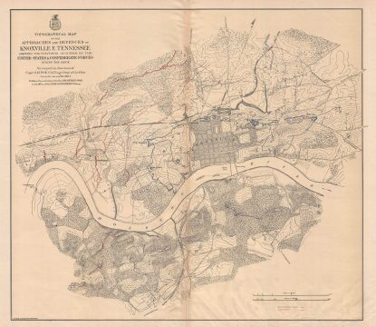 1864 Poe Map of the American Civil War Siege of Knoxville, Tennessee