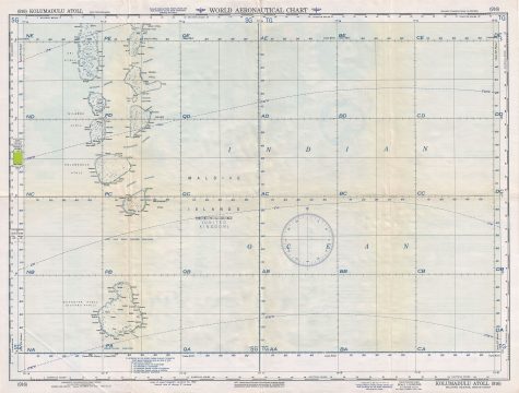 1954 U.S. Air Force Aeronautical Map of the Kolhumadulu Atoll, Maldives