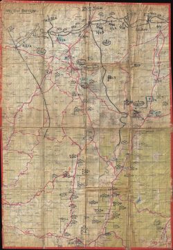 1953 Korean War General Barriger Map of South Korea -w/ hand annotations
